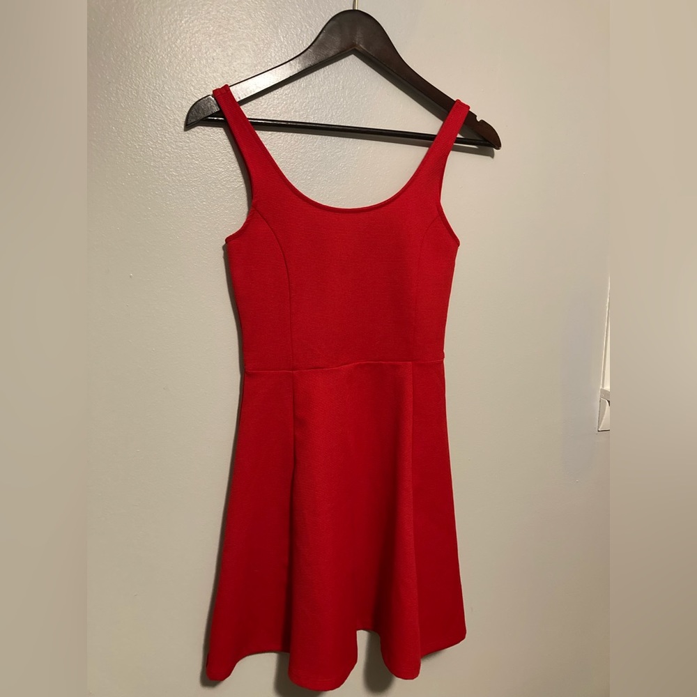 H&M Red Dress, Sz 6, ribbed